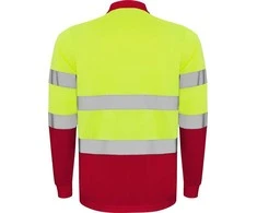 Roly Ilgomis rankovėmis techniniai polo marškiniai POLARIS L/S Darbo vieta raudona / fluoro geltona