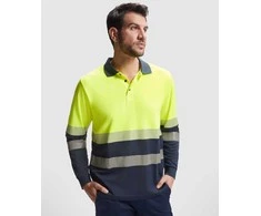 Roly Ilgomis rankovėmis techniniai polo marškiniai VEGA LS Tamsiai mėlyna / fluorescencinė geltona