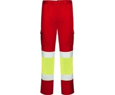 Roly Kelnės su gerai matomomis keliomis kišenėmis DAILY STRETCH HV Darbo vieta raudona / fluoro geltona