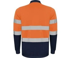 Roly Matomi techniniai polo marškiniai ilgomis rankovėmis POLARIS L/S Tamsiai mėlyna / fluorescencinė oranžinė