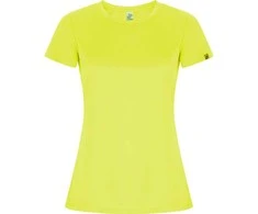 Roly Perdirbto poliesterio CONTROL-DRY marškiniai trumpomis rankovėmis IMOLA WOMAN Fluoro geltona