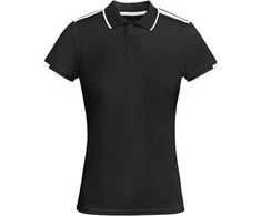 Roly Antibakteriniai moteriški polo marškiniai trumpomis rankovėmis TAMIL WOMAN Juoda/balta