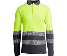 Roly Techniniai, gerai matomi ilgomis rankovėmis polo marškinėliai ATRIO LS Švino/fluoro geltona