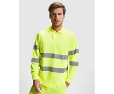 Roly Techniniai, gerai matomi ilgomis rankovėmis polo marškinėliai POLARIS L/S Fluoro geltona