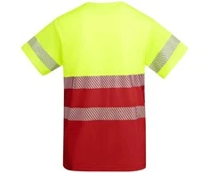 Roly Techniniai gerai matomi marškinėliai trumpomis rankovėmis TAURI Darbo vieta raudona / fluoro geltona