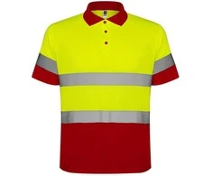 Roly Techniniai matomi polo marškiniai trumpomis rankovėmis POLARIS Darbo vieta raudona / fluoro geltona