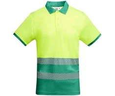 Roly Techniniai gerai matomi trumpomis rankovėmis polo marškinėliai ATRIO Sodas žalia / fluoro geltona