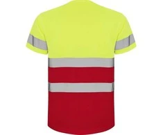 Roly Techniniai gerai matomi trumpomis rankovėmis marškinėliai DELTA Darbo vieta raudona / fluoro geltona