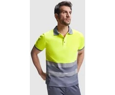Roly Techniniai gerai matomi trumpomis rankovėmis polo marškinėliai ATRIO Švino/fluoro geltona