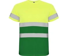 Roly Techniniai gerai matomi trumpomis rankovėmis marškinėliai DELTA Sodas žalia / fluoro geltona