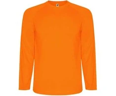 Roly Techniniai ilgomis rankovėmis marškinėliai su reglano raštu MONTECARLO L/S Fluoro oranžinė