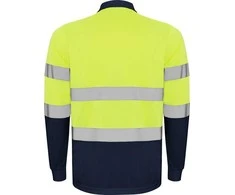 Roly Techniniai ilgomis rankovėmis polo marškiniai POLARIS L/S Tamsiai mėlyna / fluorescencinė geltona