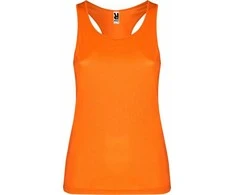 Roly Techniniai marškinėliai su briaunotomis rankovėmis ir iškirpte SHURA Fluoro oranžinė