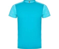 Roly Techniniai marškinėliai trumpomis rankovėmis ZOLDER Turquoise/heather turquoise