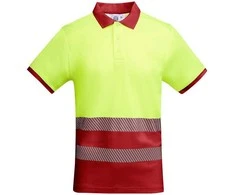 Roly Techniniai trumpomis rankovėmis polo marškiniai ATRIO Darbo vieta raudona / fluoro geltona