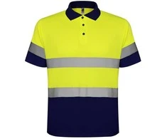 Roly Techniniai trumpomis rankovėmis polo marškiniai POLARIS Tamsiai mėlyna / fluorescencinė geltona