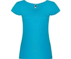 Roly Trumpų rankovių marškinėliai su briaunotu raštu ir plačia iškirpte GUADALUPE Turkis