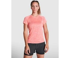 Roly Moteriški trumpų rankovių reglano marškiniai iš poliesterio AUSTIN WOMAN Heather fluor coral
