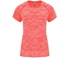 Roly Moteriški trumpų rankovių reglano marškiniai iš poliesterio AUSTIN WOMAN Heather fluor coral