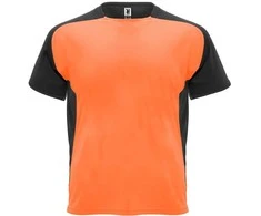 Roly Trumpų rankovių techniniai reglano marškinėliai BUGATTI Fluoro oranžinė/juoda