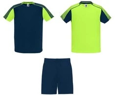 Roly Unisex sportinis komplektas: 2 marškiniai + šortai JUVE Fluoro žalia / tamsi mėlyna