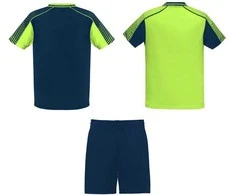 Roly Unisex sportinis komplektas: 2 marškiniai + šortai JUVE Fluoro žalia / tamsi mėlyna