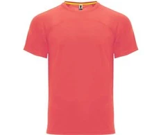 Roly Unisex techniniai marškinėliai su reglano rankovėmis MONACO Fluoro koralas