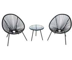 Lauko baldų komplektas Egg Chair (set of 3) SD-0144, Juodas