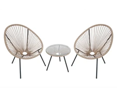 Lauko baldų komplektas Egg Chair (set of 3) SD-0144, Rudas