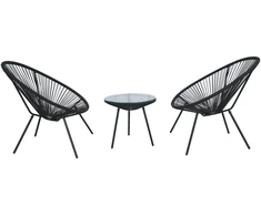 Lauko baldų komplektas Egg Chair (set of 3) SD-0144, Juodas
