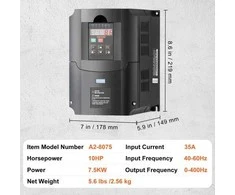 VEVOR 10 AG, 7,5 kW dažnio keitiklis 220V į 3 fazes