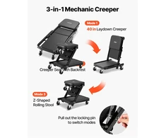 1015 mm 3-in-1 sulankstomas mechaniko vežimėlis