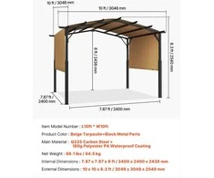 VEVOR 10x10 ft lauko pergola su stogu
