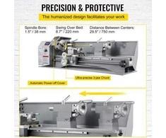 VEVOR 1100W mini metalo tekinimo staklės 220x750 mm