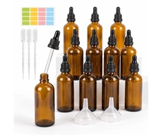 Relaxdays 12 vnt. 100 ml gintaro spalvos lašintuvų buteliukų