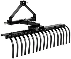 VEVOR 127 cm kraštovaizdžio grėblys, 17 plieninių dantų