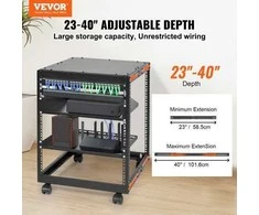 VEVOR 12U atviras serverio stovas su reguliuojamu gyliu