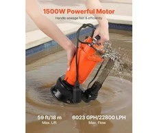 Vevor 1500 W povandeninis nuotekų siurblys