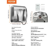 VEVOR 1800W automatinis rankų džiovintuvas