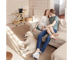 Relaxdays 2 lygių bambukinis virtuvės vežimėlis