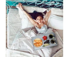 Relaxdays 2 sulankstomų bambukinių pusryčių padėklų rinkinys