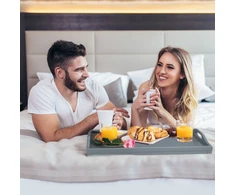 Relaxdays 2 sulankstomų bambukinių pusryčių padėklų rinkinys