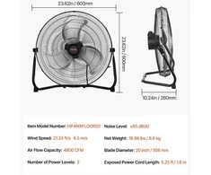 Ventiliatorius VEVOR 2 vnt. 50 cm pramoniniai grindų ventiliatoriai