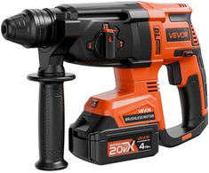 VEVOR 20 V akumuliatorinis SDS-Plus gręžtuvas-plaktukas, 4 funkcijų, bešepetėlis, betonui, smūginis gręžtuvas, perforatorius