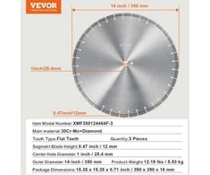 Vevor 3 dalių deimantiniai pjovimo diskai betonui, 35 cm
