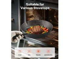Vevor 3 dalių ketaus keptuvių rinkinys 160 220 265 mm