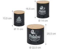 Relaxdays 3 dalių laikymo rinkinys su bambukiniais dangčiais