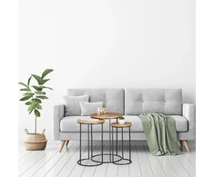 Relaxdays 3 dalių mango medienos įstatomų staliukų komplektas