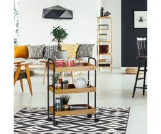 Relaxdays 3 lygių bambukinis serviravimo vežimėlis