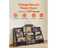 Vevor 3 pakopų muzikos grotuvų stovas su vinilo laikikliu